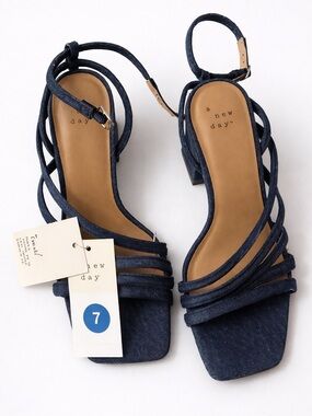 a new day Navy Strappy Block Heel Sandals
